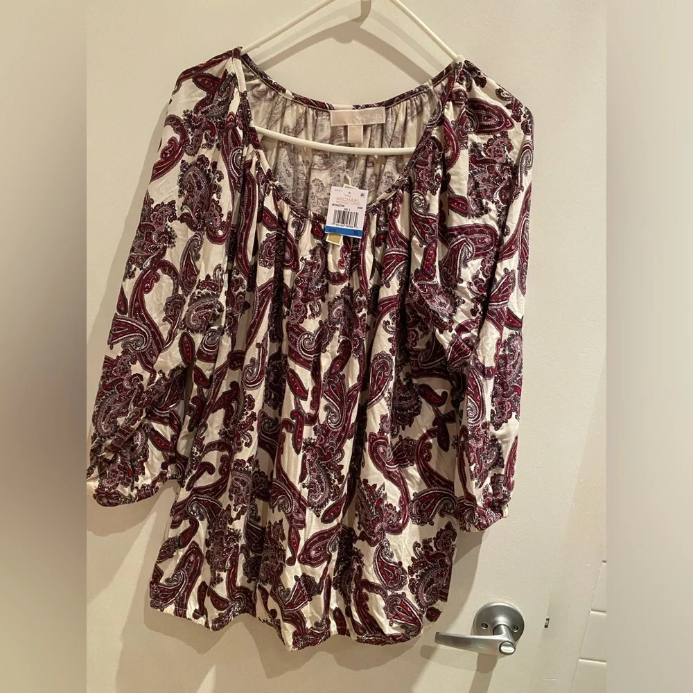Michael Kors Women’s Paisley Blouse - Cream & Burgundy